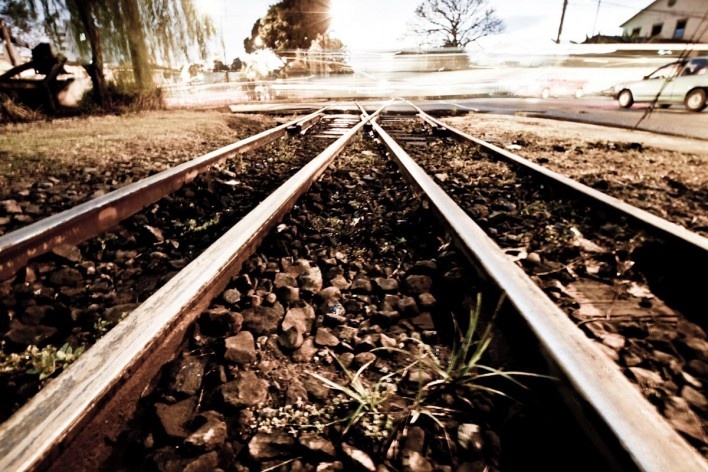 Trilhos da linha de trem que corta a cidade, San José, Costa Rica<br />Foto Junia Mortimer 