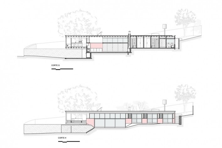 Terraços Circulares House, sections GG and HH, Cotia SP, 2020. Architect Denis Joelsons<br />Imagem divulgação/disclosure image/imagen divulgación  [Acervo/collection/colección Denis Joelsons]