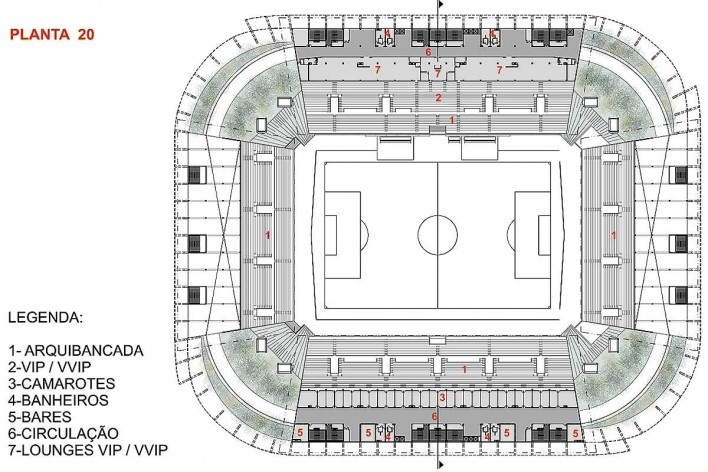 Arena Pantanal, planta 20, Cuiabá MT. Arquiteto Sergio Coelho [GCP Arquitetos]
