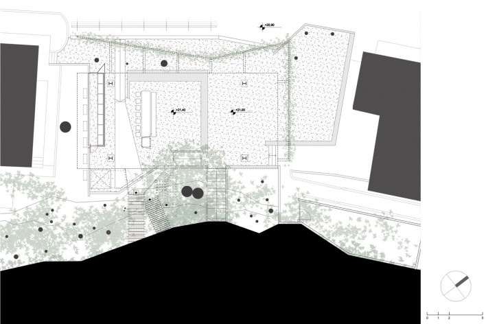 Edifício Beta, planta do pavimento térreo, Campus da PUC-Rio, Rio de Janeiro. Arquitetos Marcos Favero, Andres Passaro e Diego Portas