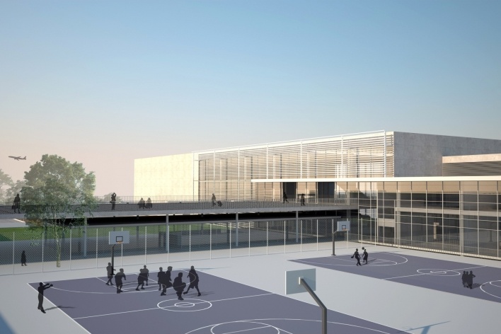Concurso de Propostas Arquitetônicas para o futuro SESC Guarulhos, 4º lugar. Escritório Libeskind Llovet Arquitetos<br />Desenho do escritório 