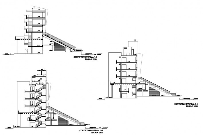 Arquibancada Palco - cortes transversais [Desenho do escritório]