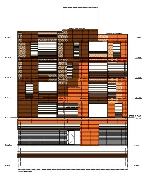 Fachada posterior<br />Desenho escritório 