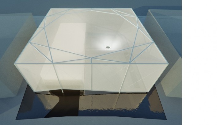 Pavilhão do Brasil Expo Dubai 2020, maquete eletrônica (vista externa superior), Dubai/Emirados Árabes Unidos, 2018. Arquitetos José Paulo Gouvêa, Marta Moreira, Martin Benavidez e Milton Braga<br />Imagem divulgação  [Acervo BEN-AVID/MMBB Arquitetos/JPG.ARQ]