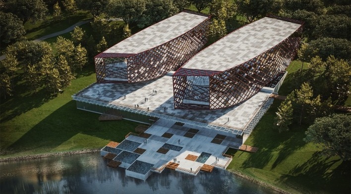 Oslo Museum of Design, maquete eletrônica, Oslo, Noruega, 2000. Arquitetos Anne Vital Brustolin, Lorena Petrovich Pereira de Carvalho, Márcio Moraes Valença, Nilberto Gomes de Souza e Yuri de Souza Duarte<br />Imagem divulgação/ Disclosure image  [Switchcompetition]