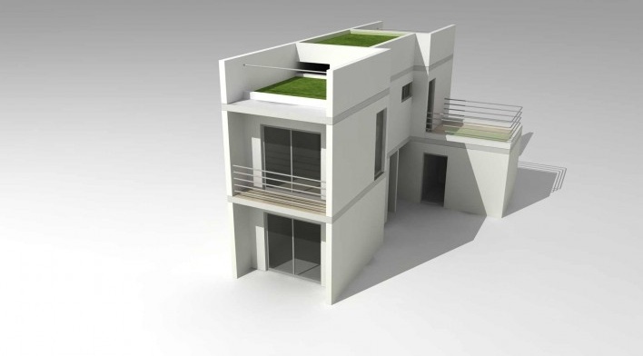 Maquete eletrônica da tipologia de 3 dormitórios. Concurso Habitação para Todos.CDHU.Sobrados - 2º Lugar.<br />Autores do projeto  [equipe premiada]