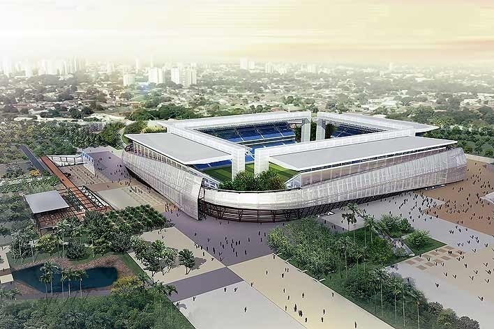 Arena Pantanal, perspectiva, Cuiabá MT. Arquiteto Sergio Coelho [GCP Arquitetos]