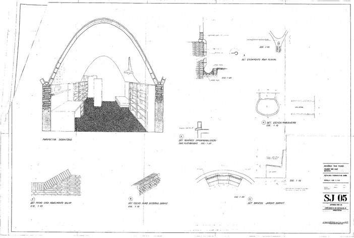 Residência dos Padres Claretianos, desenhos do projeto executivo, Batatais SP Brasil, 1984. Arquitetos Affonso Risi e José Mario Nogueira<br />Imagem divulgação  [Acervo FAU USP]