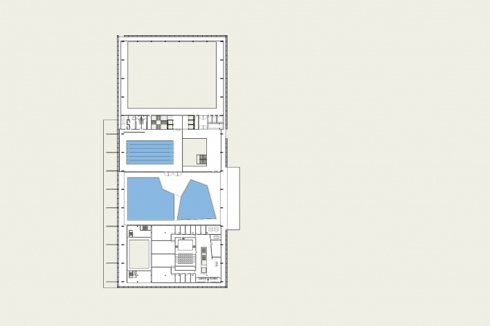 Concurso de Propostas Arquitetônicas para o futuro SESC Guarulhos, planta 4, 8º lugar. Andrade Morettin Arquitetos<br />Desenho equipe 