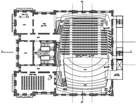 Planta Platéia – nível +8,00<br />Imagem dos autores do projeto 