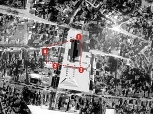Proposta de integração do Largo da Matriz_ Quadrilátero Cultural
1. Igreja Matriz 2. Largo da Matriz 3. Theatro 4. Cinema<br />Imagem dos autores do projeto 