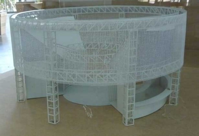 Projeto de quiosque para parques públicos de São Paulo. Maquete fisica. Amanda Landeiro, Camila Legey, Luana Lima, Mariana Villas-Bôas. Menção honrosa categoria estudantes, 2009.