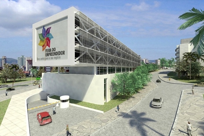 Centro de Referência em Empreendedorismo do Sebrae-MG, vista externa, 1º lugar. Arquiteto Andreoni da Silva Prundêncio, 2008<br />Desenho escritório 