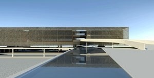 Vista do espelho dïagua e rampa de acesso<br />Imagem dos autores do projeto 