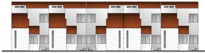 Elevação frontal das casas<br />Imagem dos autores do projeto 