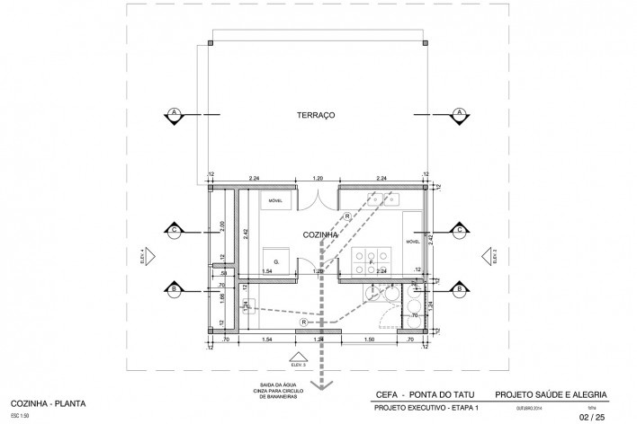 Centro Experimental Floresta Ativa - CEFA, planta cozinha dos técnicos, RESEX Tapajó-Arapiuns PA. Arquiteta Cristina Xavier<br />Imagem divulgação 