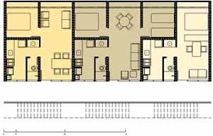 Planta das unidades; 01 dormitório [36.90m2]; 02 dormitórios [45.30m2]; quitinete [28.47m2]<br />Imagem dos autores do projeto 