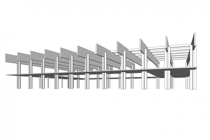 Saint Catherine’s College, estrutura da biblioteca, Oxford, Inglaterra, 1959-1964, arquiteto Arne Jacobsen<br />Modelo tridimensional de Edson Mahfuz e Ana Karina Christ 