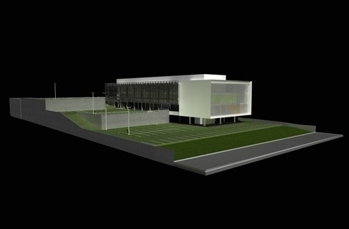 Vista externa geral do conjunto<br />Desenho do escritório 