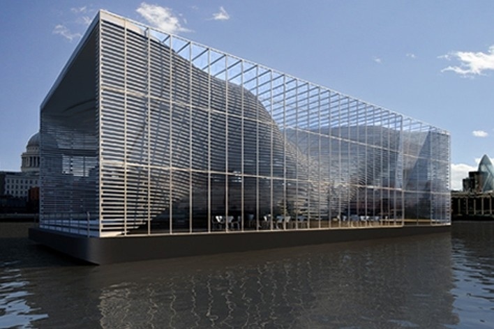 Adaptable Architecture Gallery on the Thames River Urban Competition – London 2008, vista externa diurna, menção honrosa. Arquitetos Victor Paixão, Miguel Felipe Muralha, Paula Sertório, Thiago Florez, André Mack, Bruno Castro<br />Imagem equipe 