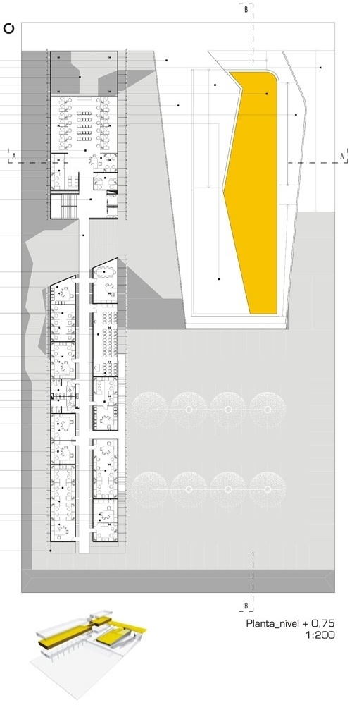 Planta segundo pavimento<br />Desenho do escritório 