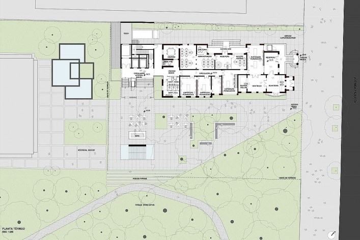 Museu da Diversidade Sexual, planta térreo. AUM Arquitetos, 2014<br />Imagem divulgação 