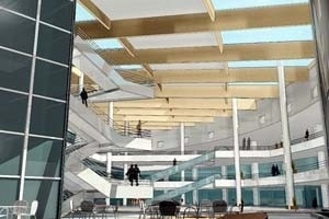 Vista interna da praça central do Shopping<br />Imagem dos autores do projeto 