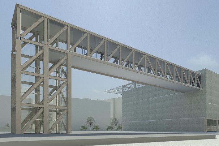 Vista externa. Centro de Arte Digital. TFG Tássia De Los Reyes Clemente.<br />divulgação 