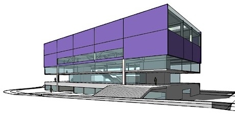 Perspectiva fachada oeste<br />Imagem dos autores do projeto 