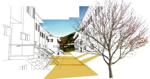 Perspectiva Pedestre<br />Imagem dos autores do projeto 