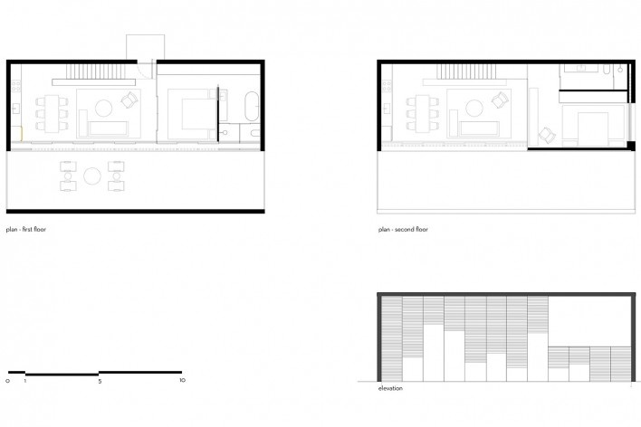 Caledonian Somosaguas, plantas térreo e segundo pavimento e elevação [tipologia 3], Madri Espanha, 2017. Arquiteto Marcio Kogan/ StudioMK27<br />Imagem divulgação  [Studio MK27]