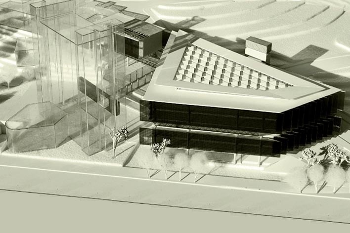 Centro de Referência em Empreendedorismo do Sebrae-MG, vista geral do conjunto, 3º lugar. Arquiteto Enrique Hugo Brena, 2008<br />Foto divulgação 