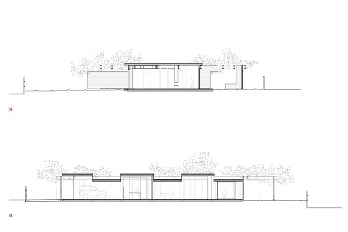 Casa Jardí 03, corte, Igualada, Barcelona. Arquitetos Manuel Bailo e Rosa Rull, 2007<br />Desenho equipe 
