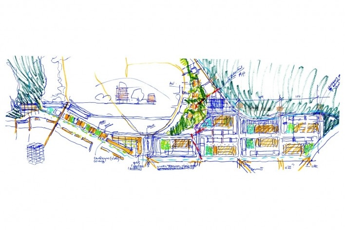 Croquis de Estudo da Implantação<br />Imagem Vigliecca & Associados 