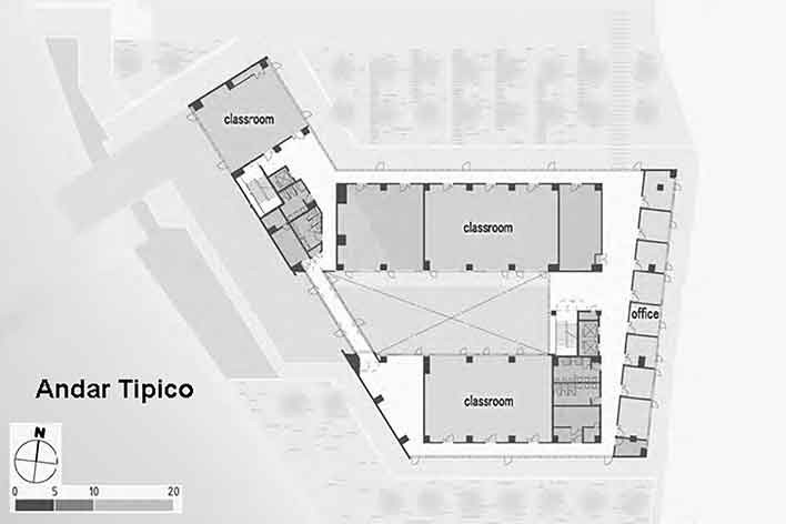 Escola de Administração, planta pavimento tipo, Josai International University, Saitama-ken, Japão, 2003-2006, Studio Sumo<br />Imagem divulgação  [Studio Sumo]