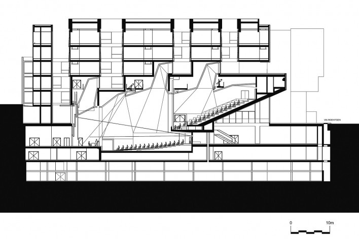 Nova Bocconi, corte longitudinal. Grafton Architects [Grafton Architects]