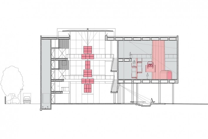 Museu do Trabalho e do Trabalhador, corte transversal, São Bernardo do Campo. Escritório Brasil Arquitetura<br />Imagem divulgação  [Brasil Arquitetura]