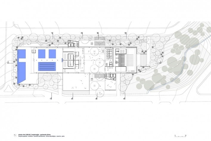 Sesc Limeira, planta térreo, 2017. Arquitetos Alvaro Puntoni, João Sodré, José Paulo Gouvêa e Pedro Mendes da Rocha / Grupo SP + JPG.ARQ + Pedro Mendes da Rocha