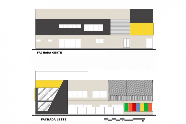 Escola Vila Luiza, fachadas oeste e leste, Passo Fundo RS, arquiteta Karine Knob
<br />Imagem divulgação  [Karine Knob]