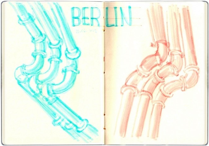 Os tubos coloridos de Berlim, Alemanha<br />Desenho de Petterson Dantas 