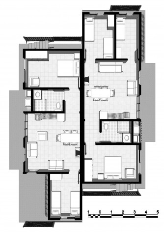 Planta da Casa de Borracha de Pneu (Geminada 2 e 3 dormitórios).Menção honrosa – casas térreas Concurso Público Nacional de Arquitetura para Novas Tipologias de Habitação de Interesse Social Sustentáveis<br />Autores do projeto  [escritorio premiado]