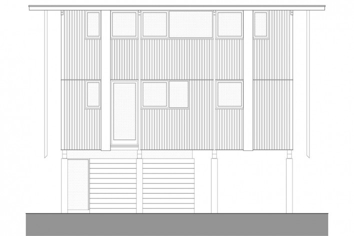 Vila Taguaí, elevação das casas 1, 4 e 6, Carapicuiba SP, 2007-2010. Arquitetos Cristina Xavier (autora), Henrique Fina, Lucia Hashizume e João Xavier (colaboradores)