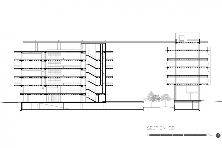 Centro Paula Souza, corte BB, São Paulo, arquitetos Francisco Spadoni e Pedro Taddei<br />Imagem divulgação 