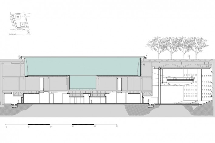 The 9/11 Memorial Museum, New York. East-west section<br />Davis Brody Bond Architects and Planners 