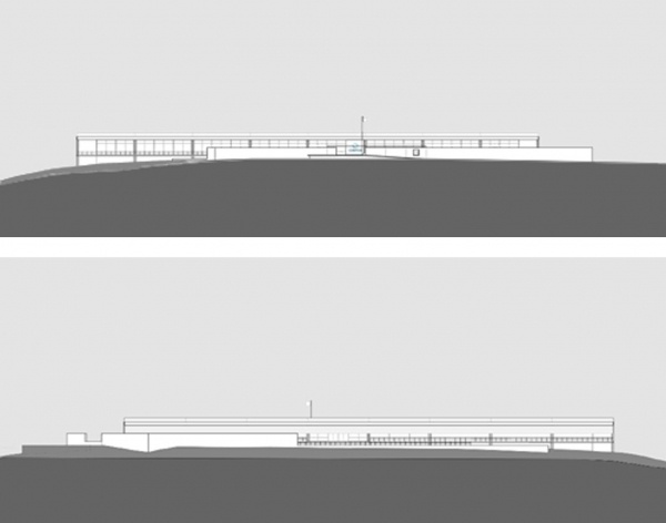 Elevações norte e sul<br />Desenho do escritório 