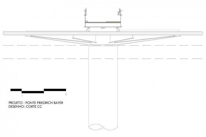 Bayer – Passarela sobre o Canal Guarapiranga, corte, São Paulo, 2013. Arquitetos Roberto Loeb e Luis Capote<br />Imagem divulgação 