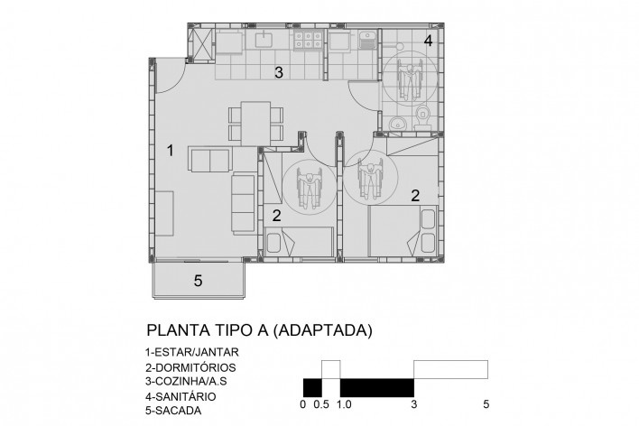 Planta tipo - A adaptada<br />Biselli & Katchborian Arquitetos 