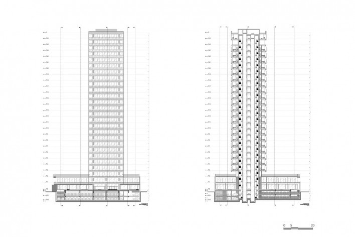 Torre Ambassador, cortes, Santa Cruz de la Sierra, 2017. Arquitetos Jorge Gambini e Hans Kenning / Enciam Arquitectura, Hans Kenning arquitectos<br />Imagem divulgação  [Enciam Arquitectura/ Hans Kenning arquitectos]