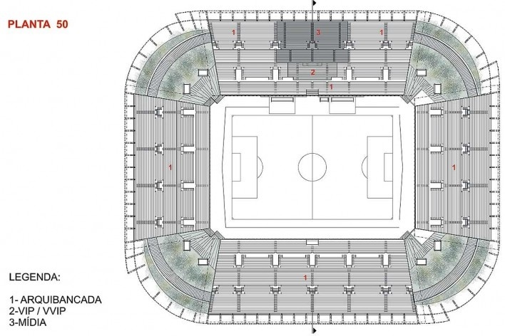Arena Pantanal, planta 50, Cuiabá MT. Arquiteto Sergio Coelho [GCP Arquitetos]