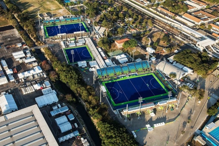 Centro Olímpico de Hóquei sobre Grama, Parque Olímpico de Deodoro, Rio de Janeiro, RJ, Escritório Vigliecca & Associados<br />Foto Renato Sette Camara 